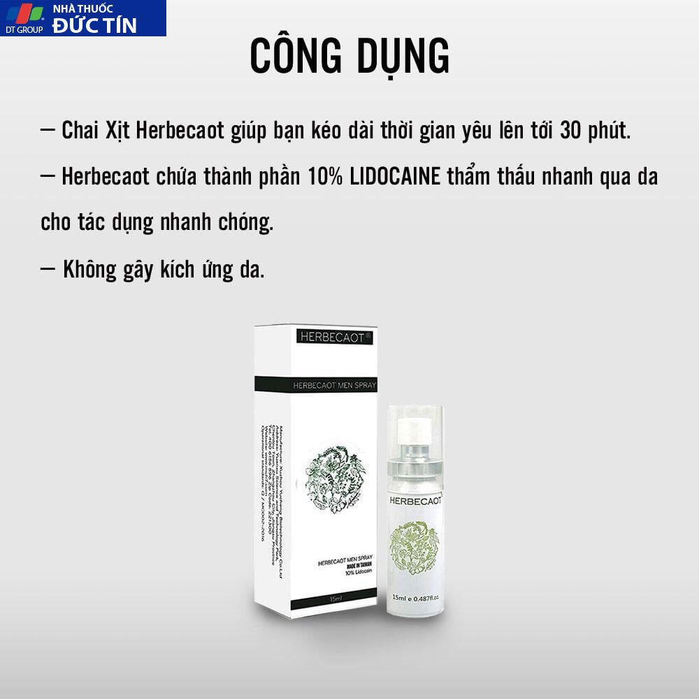 Chai xịt Đài Loan Herbecaot - Kéo dài thời gian - Chai 15ml 13 chai xit dai loan herbecaot keo dai thoi gian chai 15ml 2