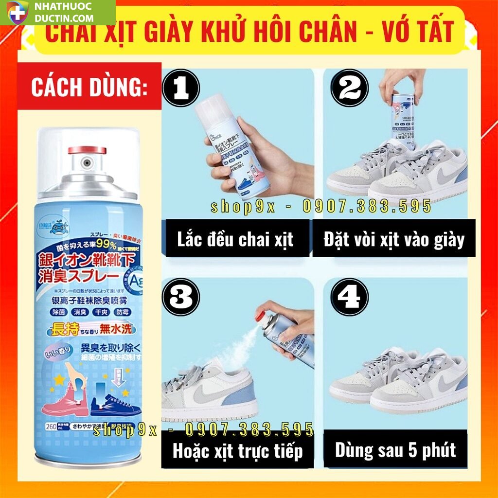 Chai Xịt Khử Mùi Hôi Giày Vớ Tất, Công Nghệ Nano Bạc Khử Mùi Hôi Chân Hiệu Quả 2 Chai Xịt Khử Mùi Hôi Giày Vớ Tất, Công Nghệ Nano Bạc Khử Mùi Hôi Chân Hiệu Quả - Ảnh 2
