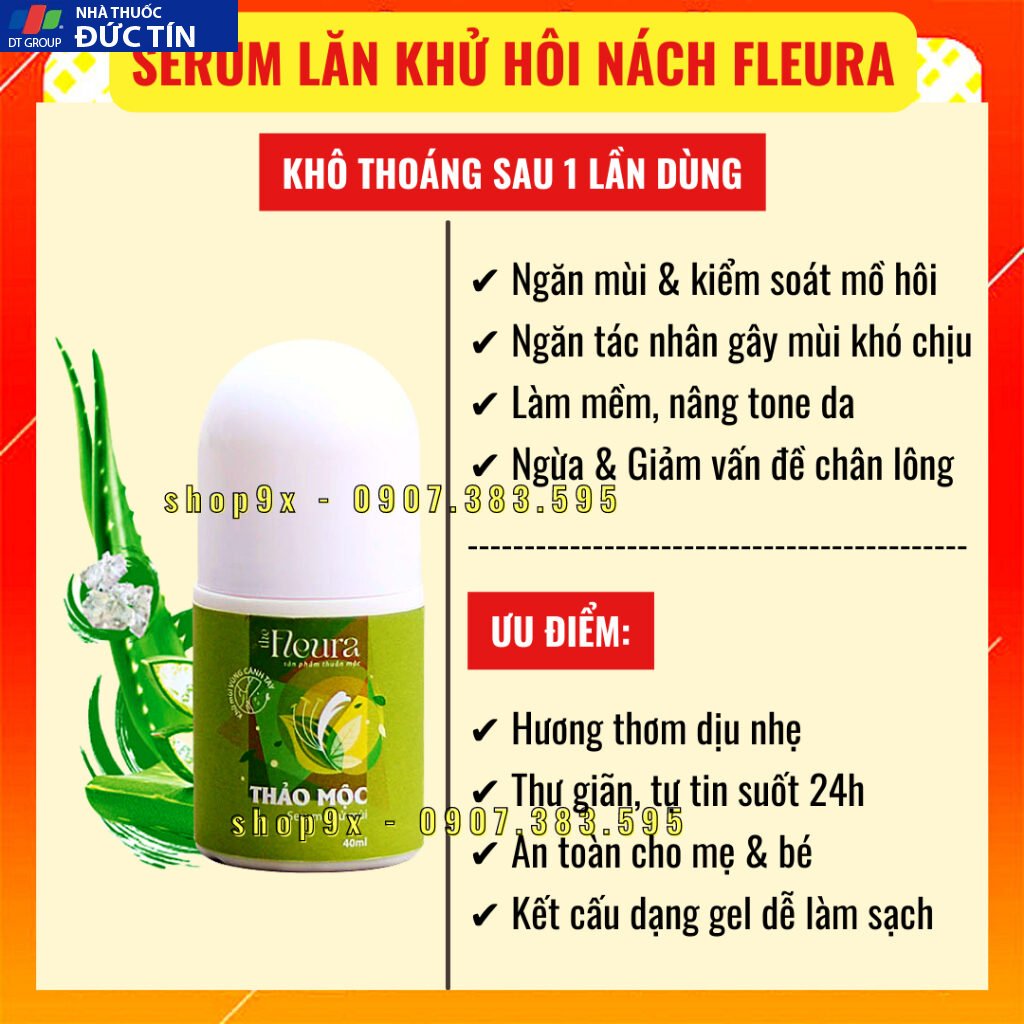 Serum lăn khử mùi hôi nách thảo mộc, giảm mồ hôi, giảm thâm nách THE FLEURA 40ml 22 hoinachflo1 1