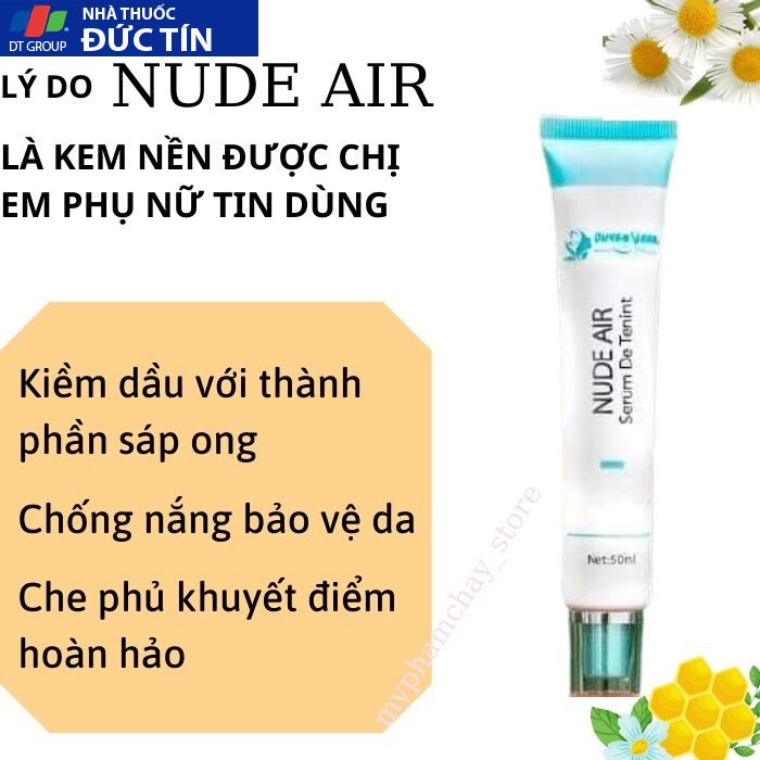 Kem Nền Che Khuyết Điểm Nude Air QUYÊN LARA Làm Trắng Da,Thu Nhỏ Lỗ Chân Lông,Phù Hợp Cho Da Dầu 50ml 24 kemnen5