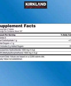 kirkland glucosamine 1500mg msm 1500mg 375vien 1