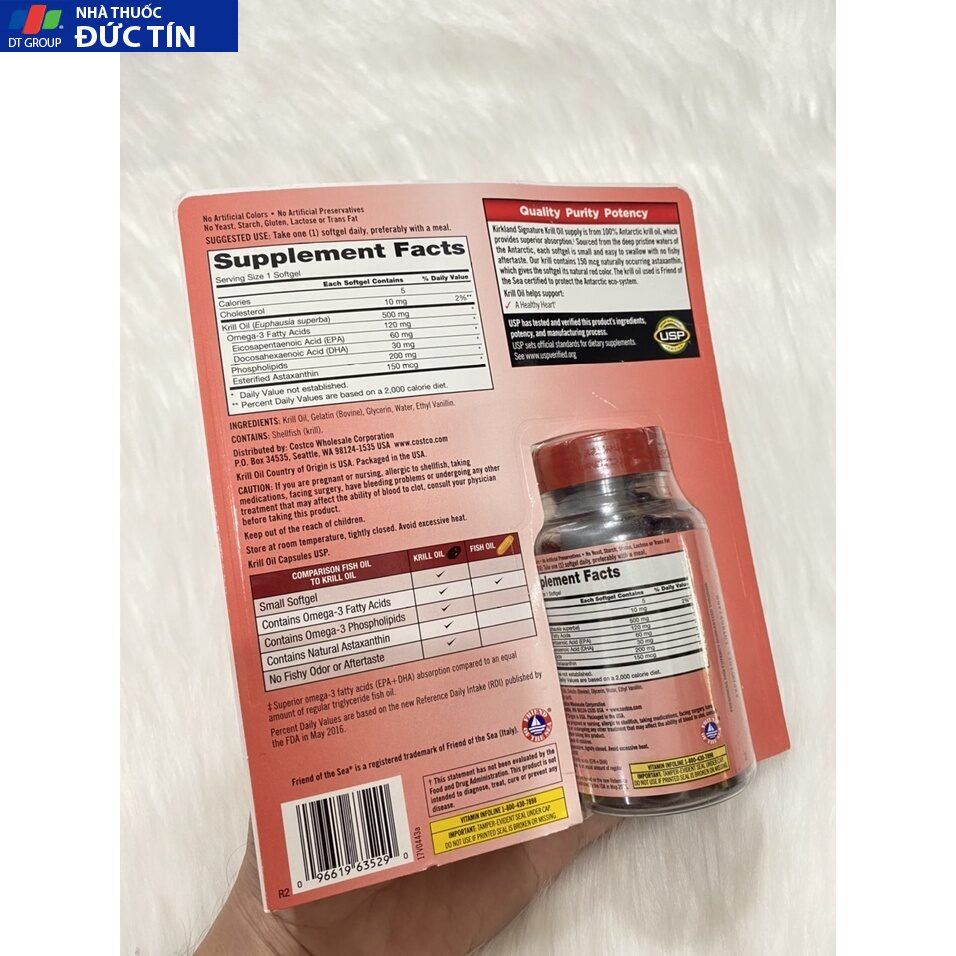 Thực phẩm chức năng Dầu nhuyễn thể Kirkland Krill Oil 500mg 160 viên của Mỹ 13 kit4