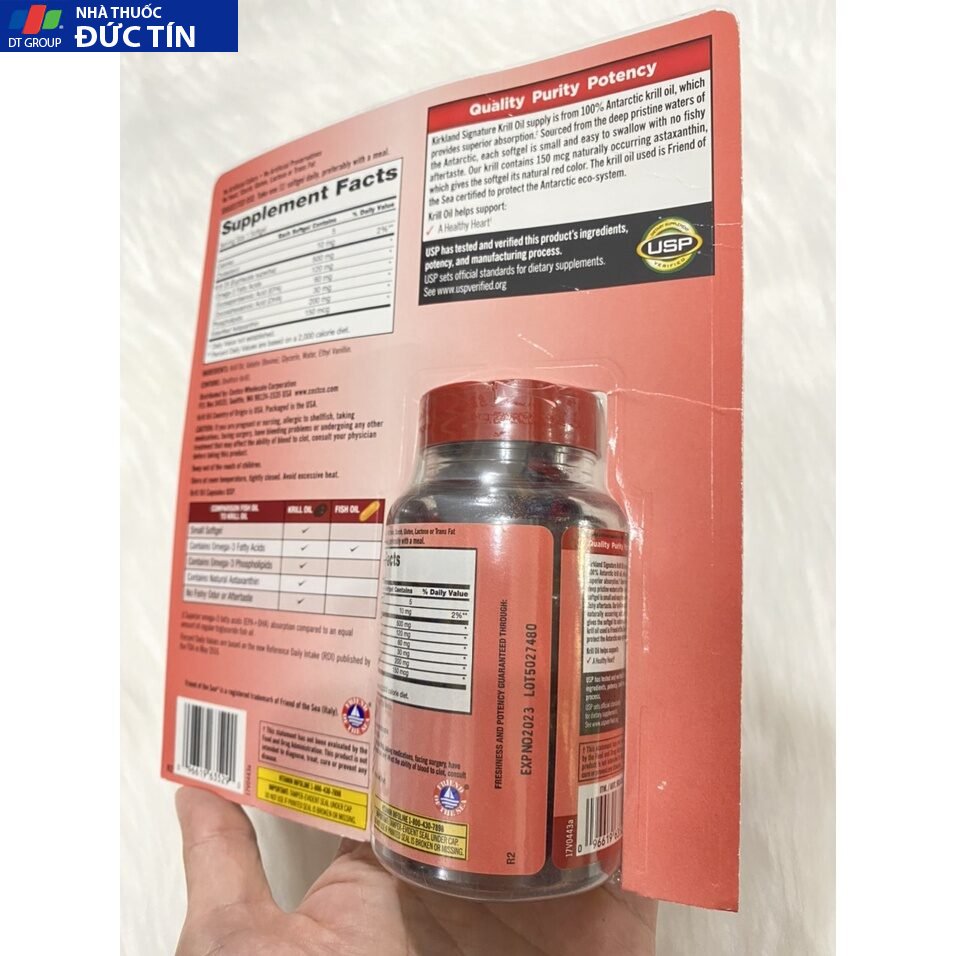 Thực phẩm chức năng Dầu nhuyễn thể Kirkland Krill Oil 500mg 160 viên của Mỹ 12 kit5