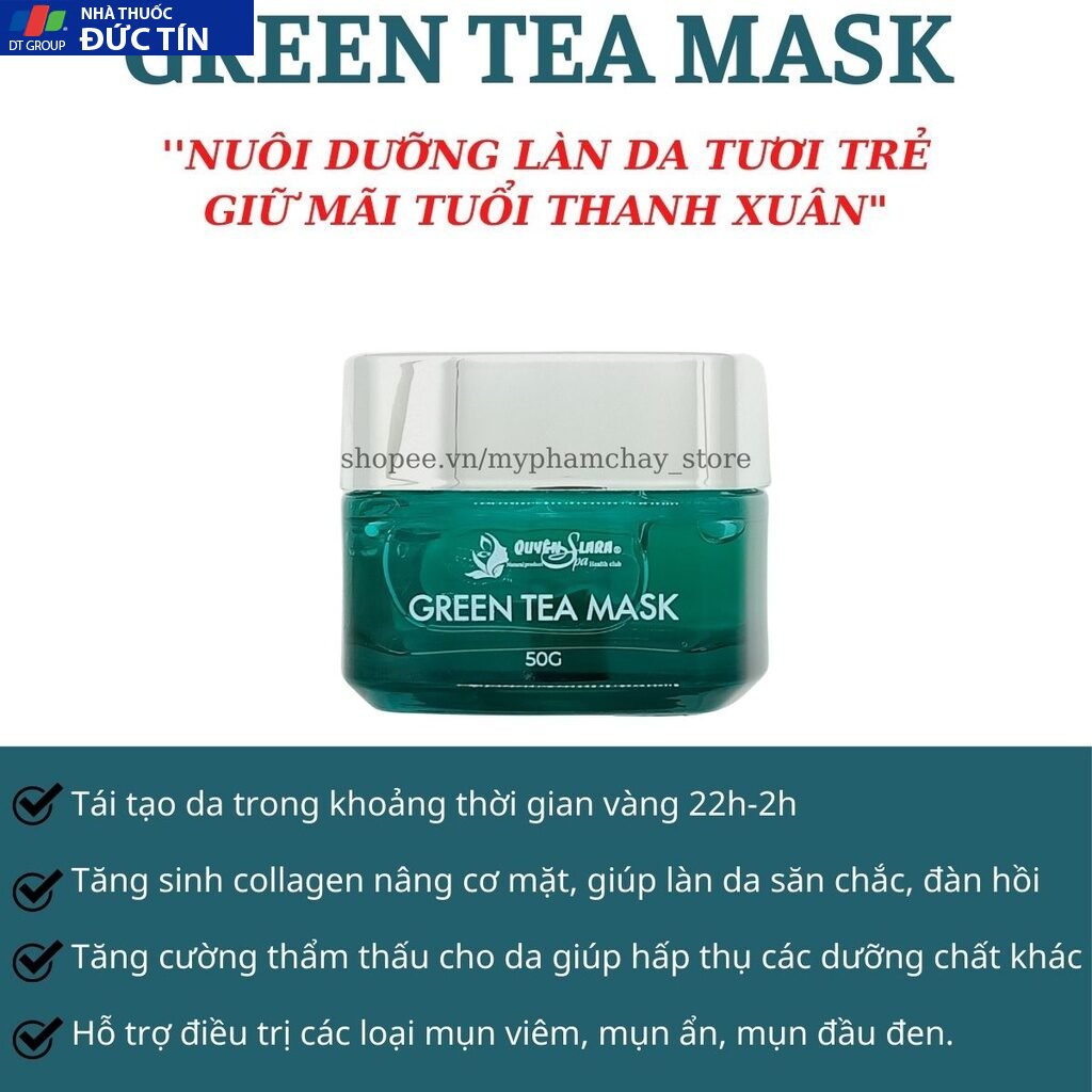 Mặt Nạ Dưỡng Da Green Tea Mask Quyên Lara Giúp Dưỡng Ẩm,Làm Mềm Da,Thu Nhỏ Lỗ Chân Lông Căng Mịn Trắng Hồng Tự Nhiên 27 matna2