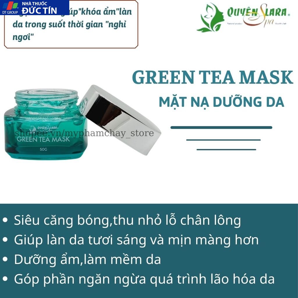 Mặt Nạ Dưỡng Da Green Tea Mask Quyên Lara Giúp Dưỡng Ẩm,Làm Mềm Da,Thu Nhỏ Lỗ Chân Lông Căng Mịn Trắng Hồng Tự Nhiên 26 matna3
