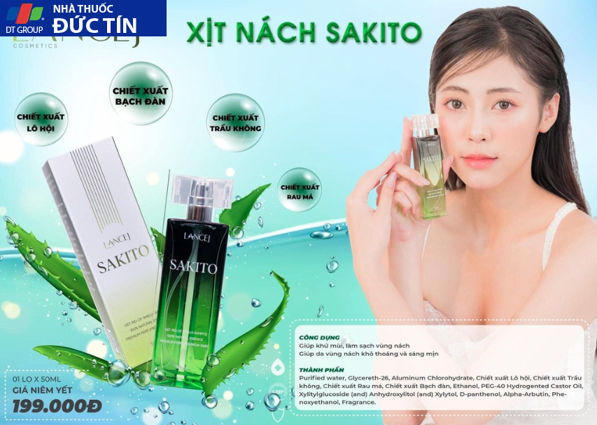 Chai Xịt Sakito Lancej Khử Mùi Hôi Nách Chính Hãng 22 thanh phan sakito