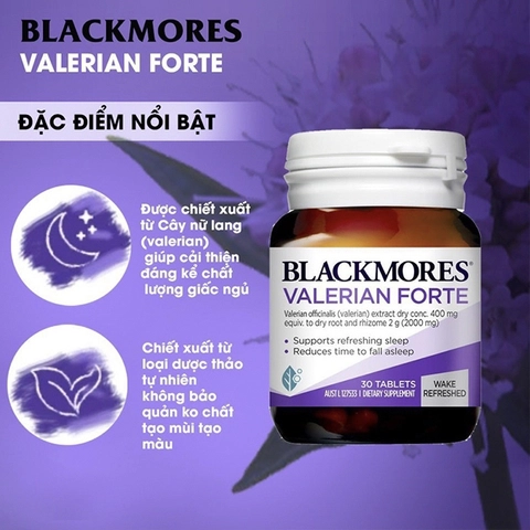 Viên uống hỗ trợ giấc ngủ Blackmores Valerian Forte 2000mg, hộp 30 viên 10 vien uong ho tro giac ngu blackmores valerian forte 2000mg hop 30 vien 3