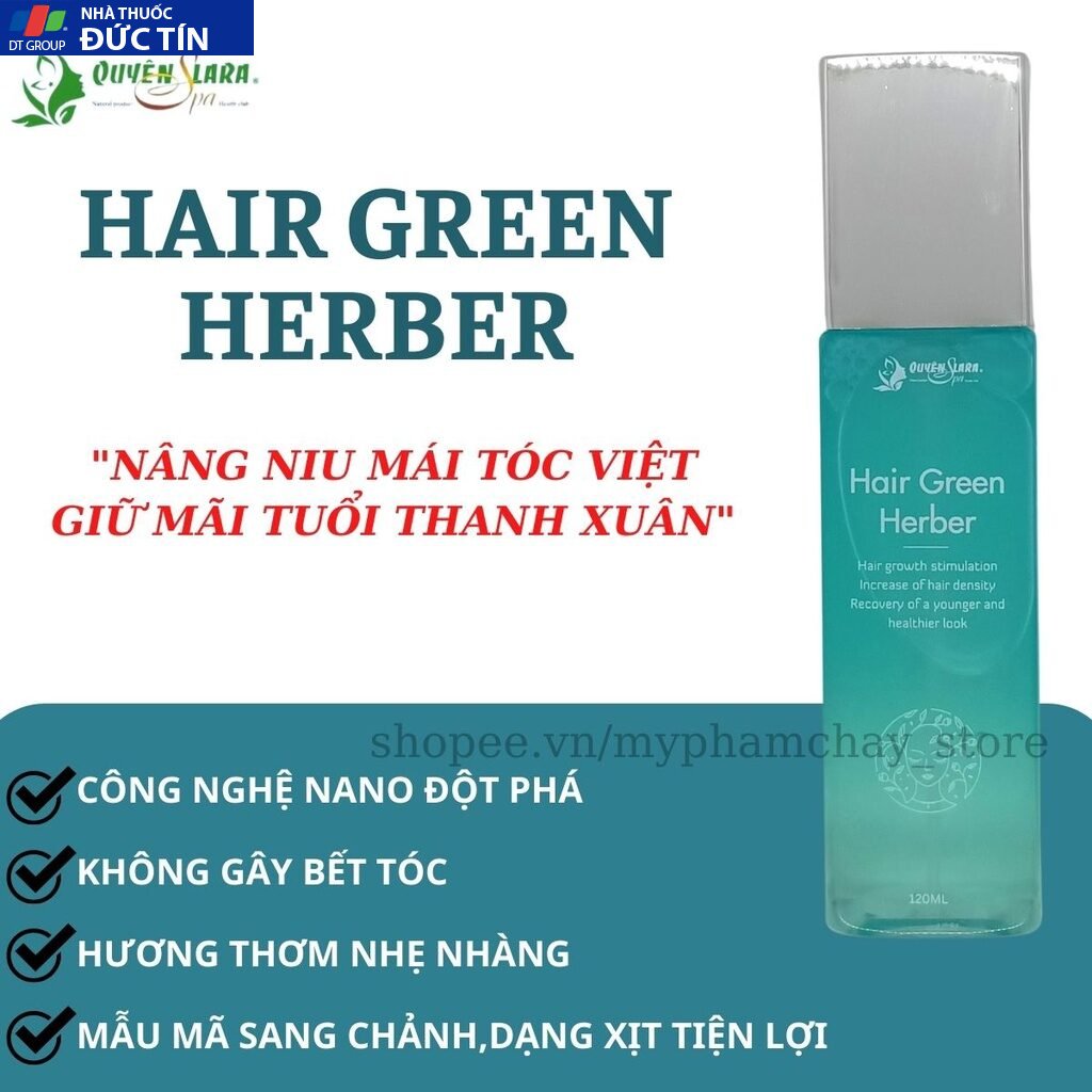 Xịt Kích Mọc Tóc-Giúp Tóc Dài Nhanh- Ngăn Ngừa Tóc Gãy Rụng HAIR GREEN HERBER Quyên Lara 120ml 27