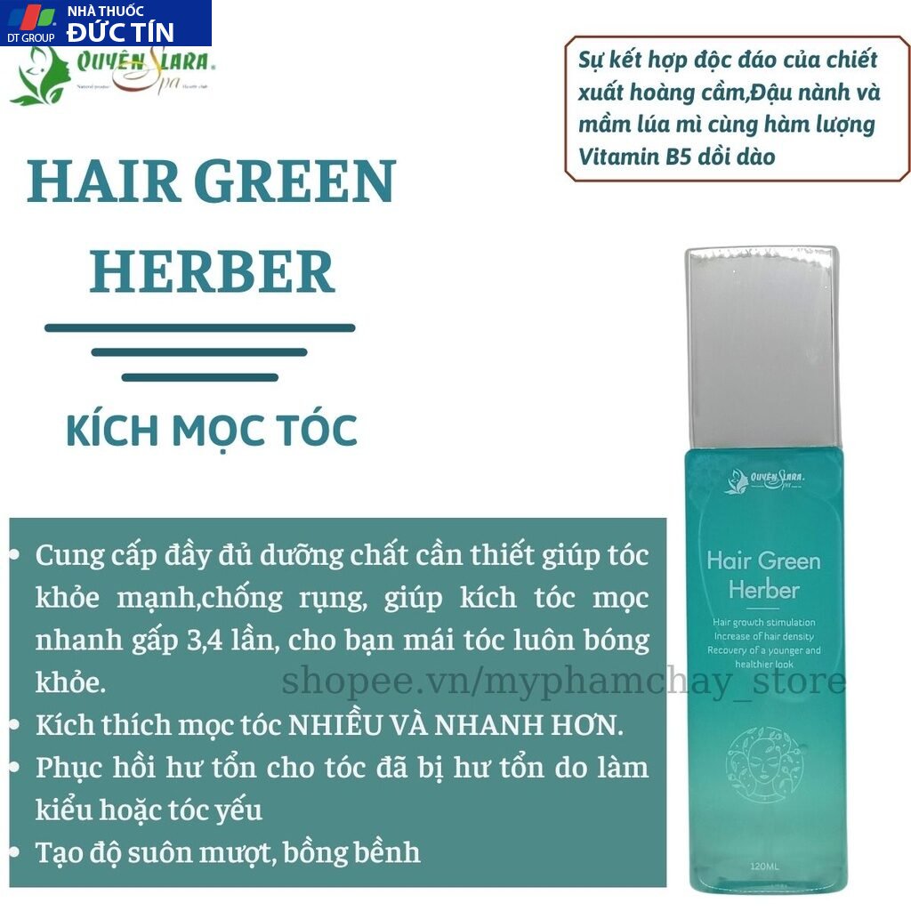 Xịt Kích Mọc Tóc-Giúp Tóc Dài Nhanh- Ngăn Ngừa Tóc Gãy Rụng HAIR GREEN HERBER Quyên Lara 120ml 20