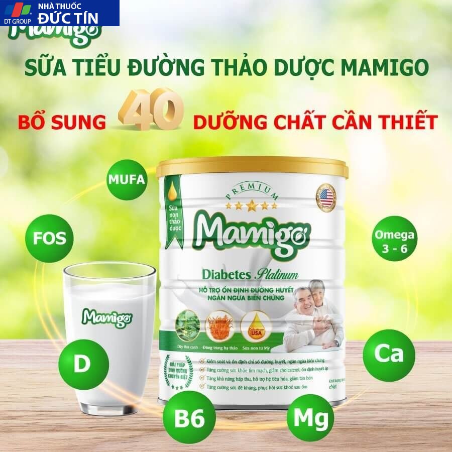 Sữa non thảo dược Mamigo Diabetes Platinum 800gr 34 40 duong chat