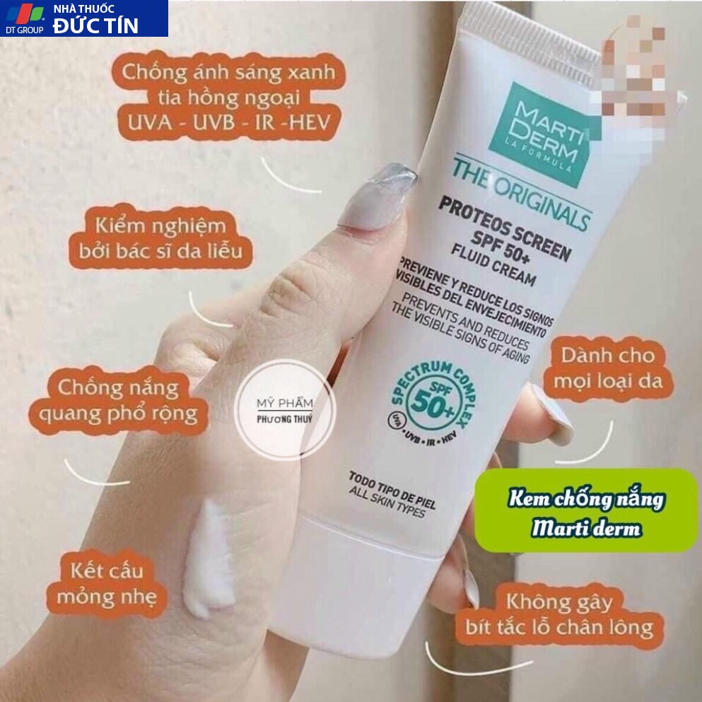 Kem Chống Nắng Ma.rtiDerm, dành cho da dầu da mụn, nám và tăng sắc tố MartiDerm The Proteos Screen SPF50+ 24 achau7