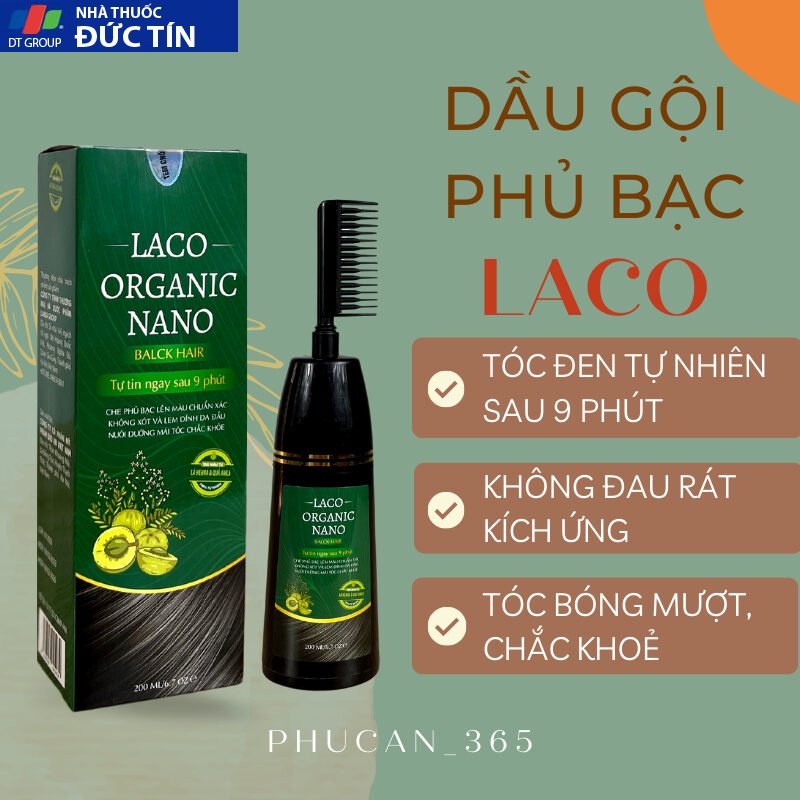 DẦU GỘI PHỦ BẠC LACO ORGANIC NANO NHANH HIỆU QUẢ CHỈ SAU 9 PHÚT KHÔNG LOANG KHÔNG RÁT DA ĐẦU ( CHÍNH HÃNG 25 alco1 1