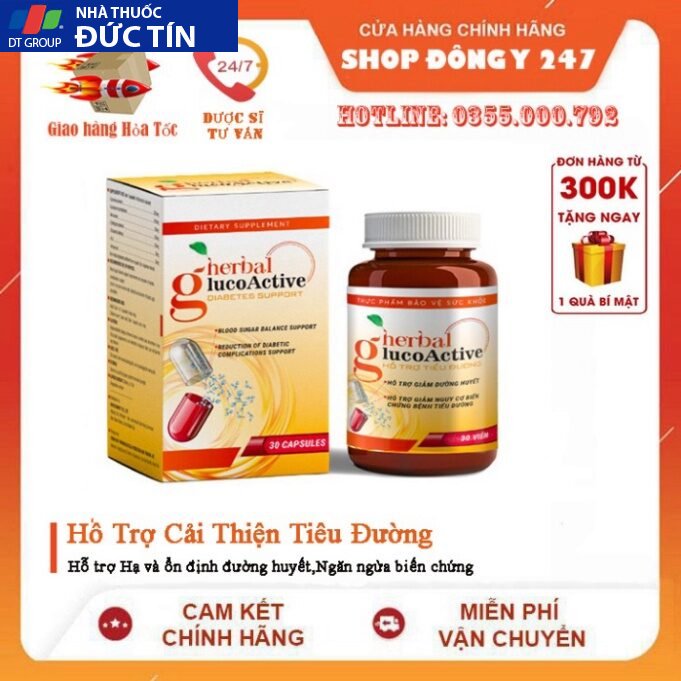 Viên uống Herbal Gluco Active , Herbal GlucoActive - hộp 30 viên 36 chinhahng8