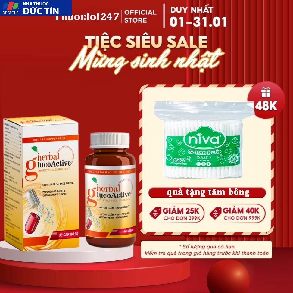Viên uống Herbal Gluco Active , Herbal GlucoActive - hộp 30 viên 37 chinhang1