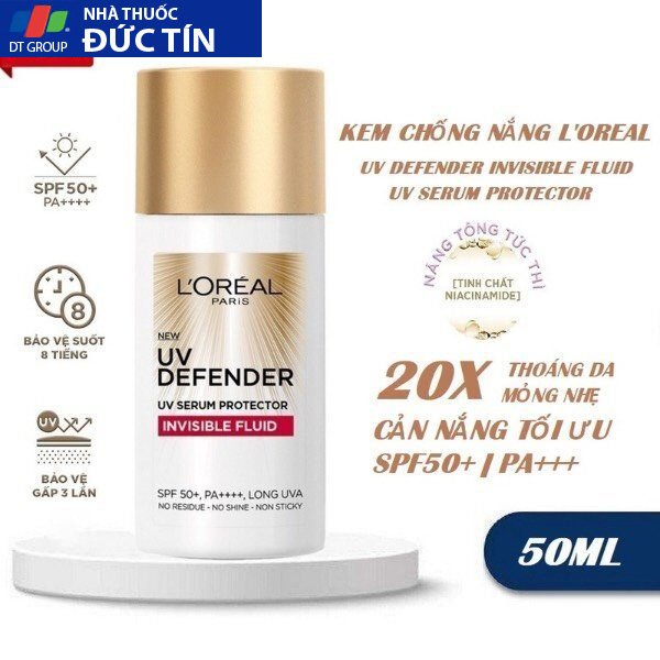 Kem chống nắng x20 thoáng da mỏng nhẹ L'Oreal Paris UV Defender Serum 50ml SPF 50++ 28 kem1