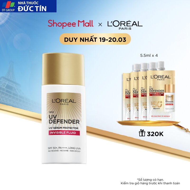 Kem chống nắng x20 thoáng da mỏng nhẹ L'Oreal Paris UV Defender Serum 50ml SPF 50++ 27 kem2