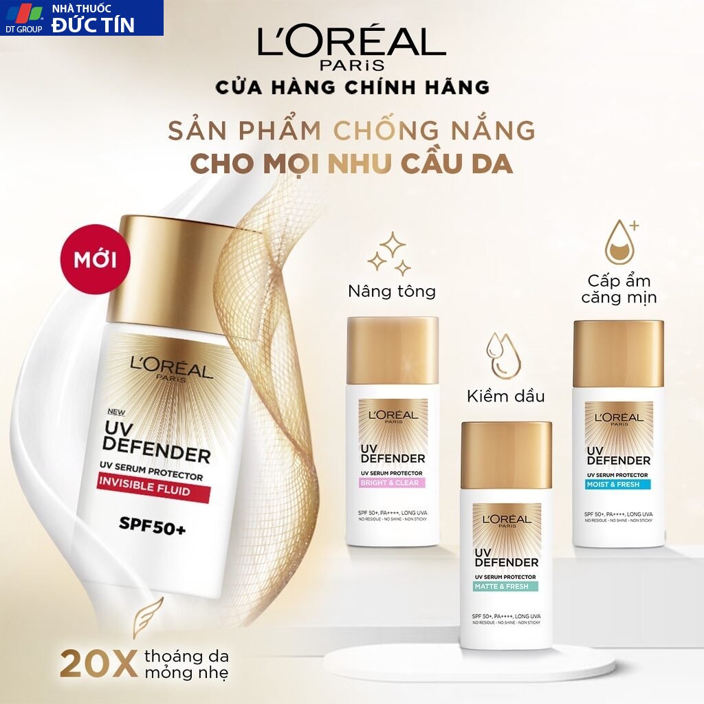 Kem chống nắng x20 thoáng da mỏng nhẹ L'Oreal Paris UV Defender Serum 50ml SPF 50++ 22 kem7