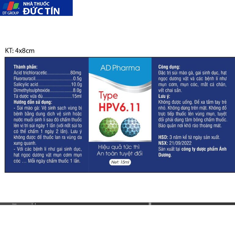 Type HPV6.11 giúp loại bỏ sùi mào gà, gai sinh duc, hạt ngọc dv sau 5 ngày sử dụng an toàn hiệu quả nhanh ( che tên ) 10 mao4