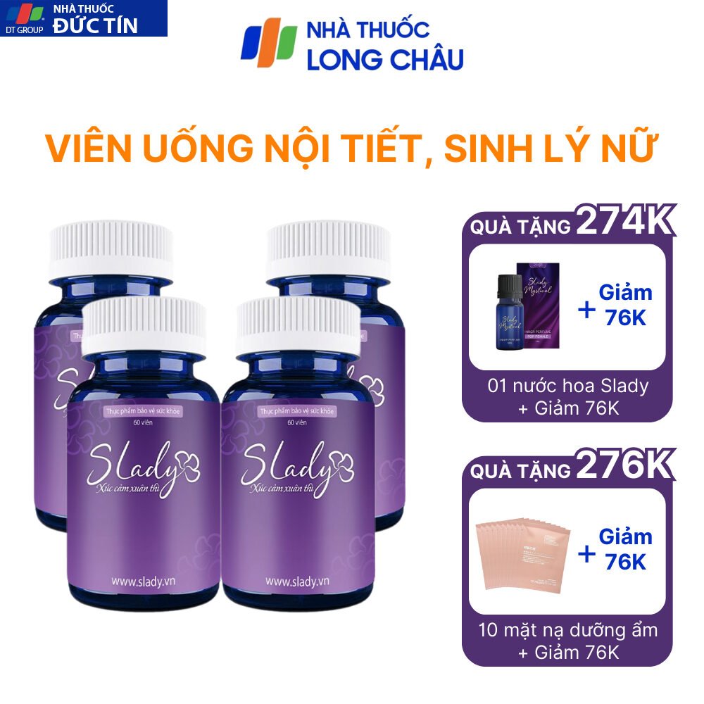 Viên Uống Nội Tiết Tố Nữ Slady Mua 4 Tặng 1 Cải Thiện Nội Tiết Sinh Lý Giảm Khô Hạn Bốc Hỏa Mất Ngủ Nám Tàn Nhang Mabio 25 slady1 1