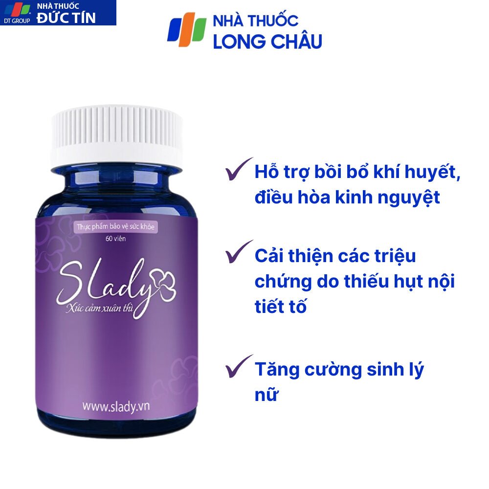 Viên Uống Nội Tiết Tố Nữ Slady Mua 4 Tặng 1 Cải Thiện Nội Tiết Sinh Lý Giảm Khô Hạn Bốc Hỏa Mất Ngủ Nám Tàn Nhang Mabio 24 slady2