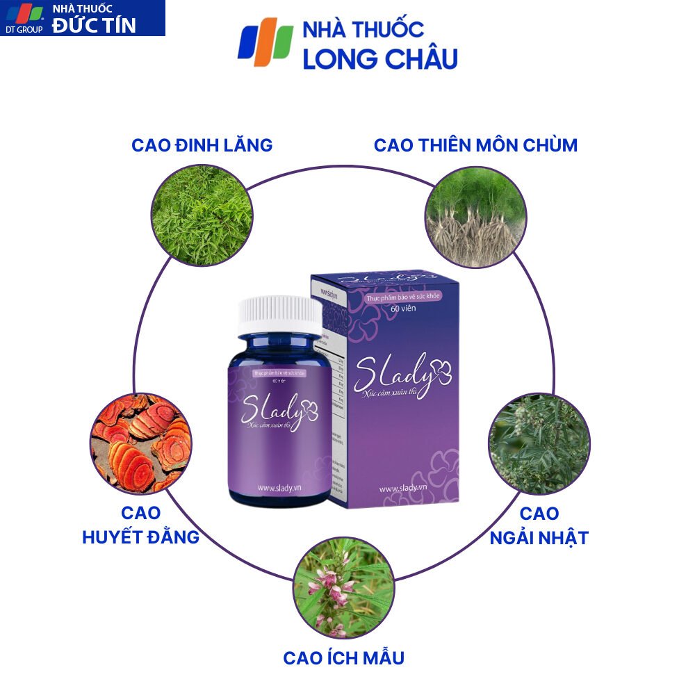 Viên Uống Nội Tiết Tố Nữ Slady Mua 4 Tặng 1 Cải Thiện Nội Tiết Sinh Lý Giảm Khô Hạn Bốc Hỏa Mất Ngủ Nám Tàn Nhang Mabio 23 slady3