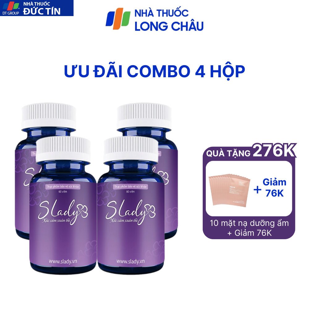 Viên Uống Nội Tiết Tố Nữ Slady Mua 4 Tặng 1 Cải Thiện Nội Tiết Sinh Lý Giảm Khô Hạn Bốc Hỏa Mất Ngủ Nám Tàn Nhang Mabio 19 slady7