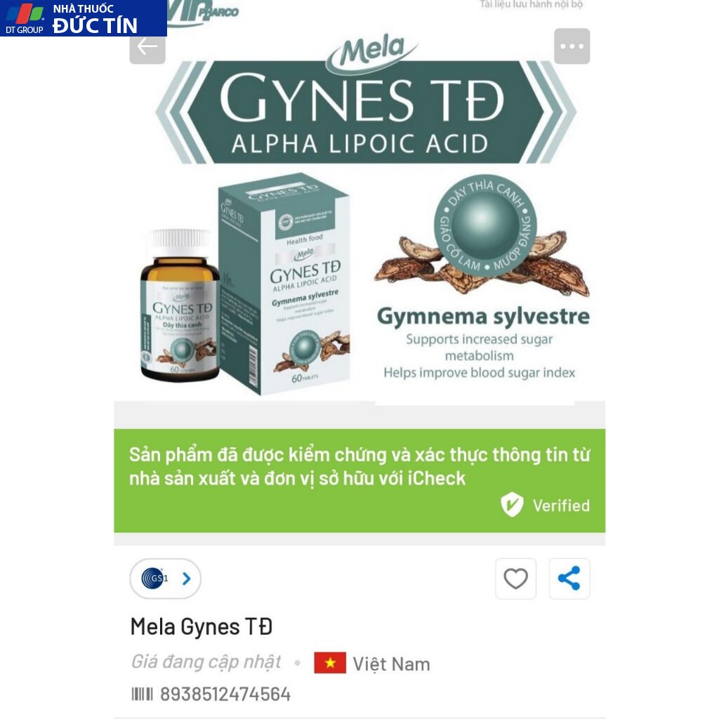 Mela Gynes TĐ - Hỗ trợ người tiểu đường - tăng cường chuyển hóa đường, hỗ trợ cải thiện chỉ số đường huyết 3 Mela Gynes TĐ - Hỗ trợ người tiểu đường - tăng cường chuyển hóa đường, hỗ trợ cải thiện chỉ số đường huyết - Ảnh 3