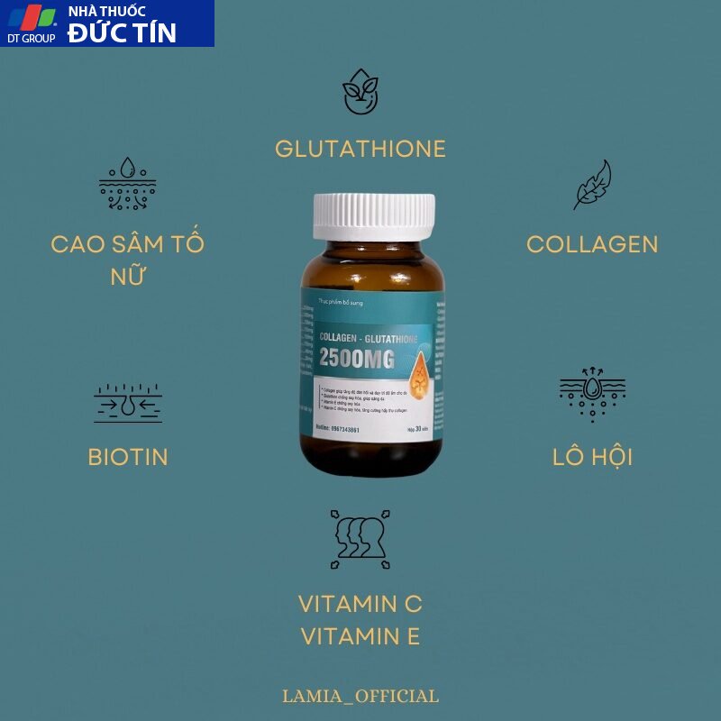 Trắng da COLLAGEN - GLUTATHIONE 2500MG viên uống nâng tone cấp tốc đẹp da giảm nám mờ thâm tức thì 22 trangda2