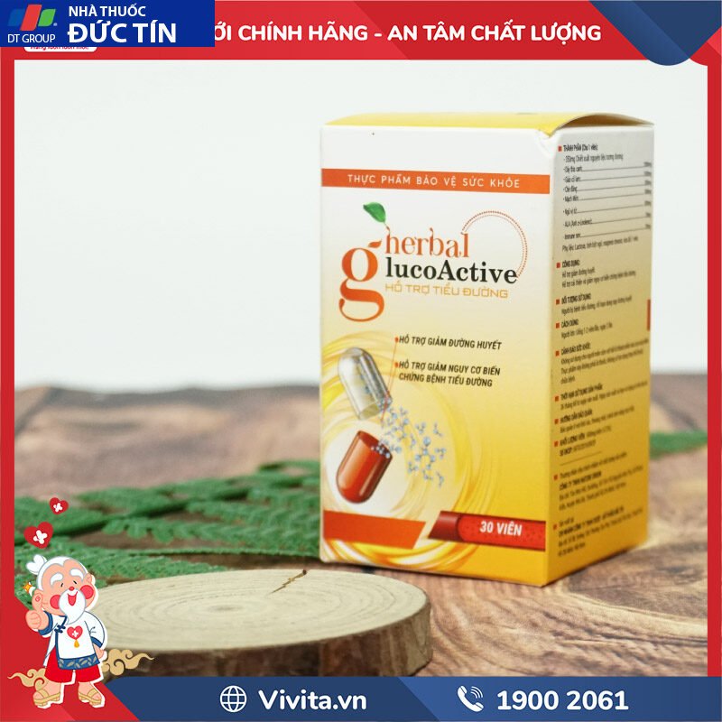 Herbal Glucoactive Hỗ Trợ Điều Trị Tiểu Đường | Hộp 30 Viên 18 vita4