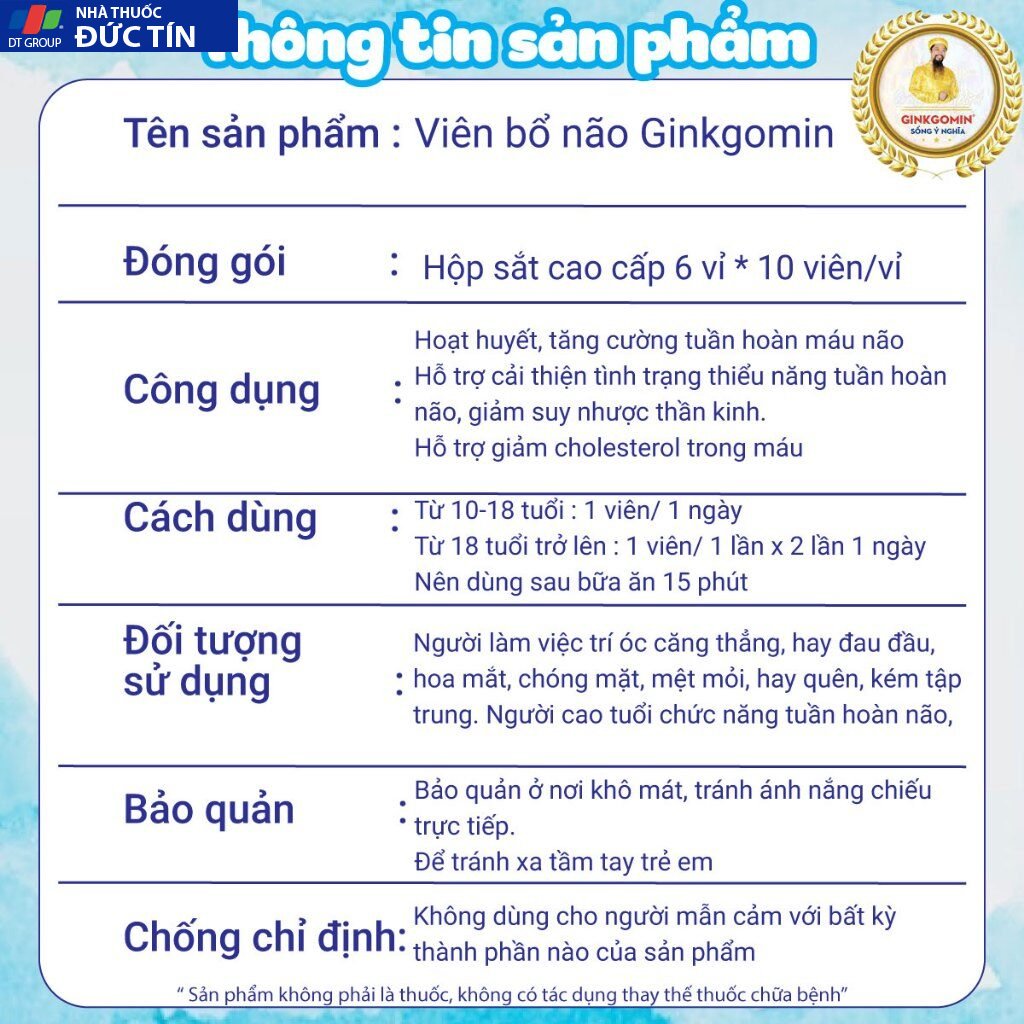 Hoạt Huyết An Thần Ginkgomin viên uống bổ lão bổ máu cải thiện tuần hoàn máu giúp an thần ngủ ngon 12 anthan2