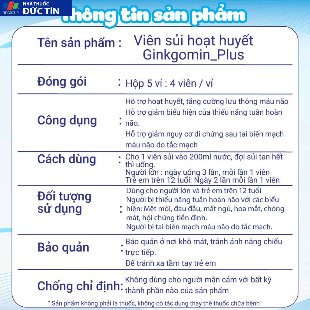 Viên sủi hoạt huyết Ginkgomin Plus - Bí Quyết Hoạt Huyết An Thần, Tăng Cường Trí Não và Sức Khỏe Toàn Diện 25 ginkgo4