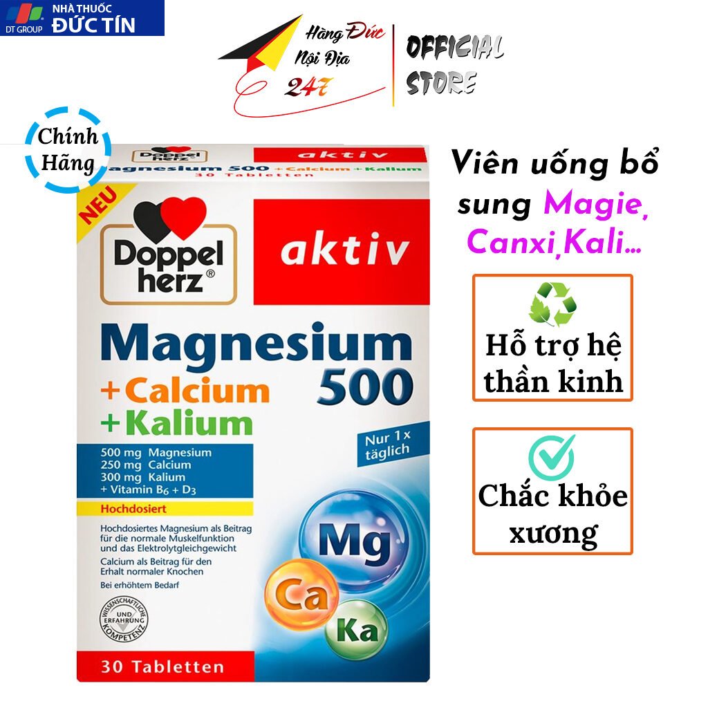 Viên uống Magie + Canxi + Kali tăng cường sức khỏe hệ thần kinh, giúp chắc khỏe xương, ổn định huyết áp <Hàng Đức 30v> 17 noidia1