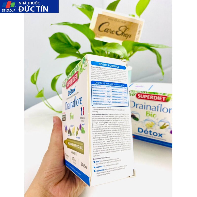 Thải độc chuyên sâu 5 trong 1 Detox Drainaflore BIO Superdiet 20 ống 22 thaidoc7