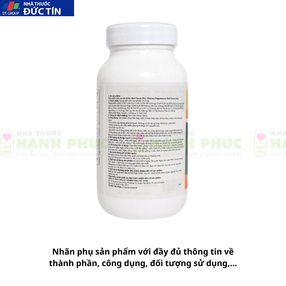Red Clover Plus Unicity hỗ trợ tăng cường chức năng gan Lọ 100 viên 23 Phan biet Red Clover 3