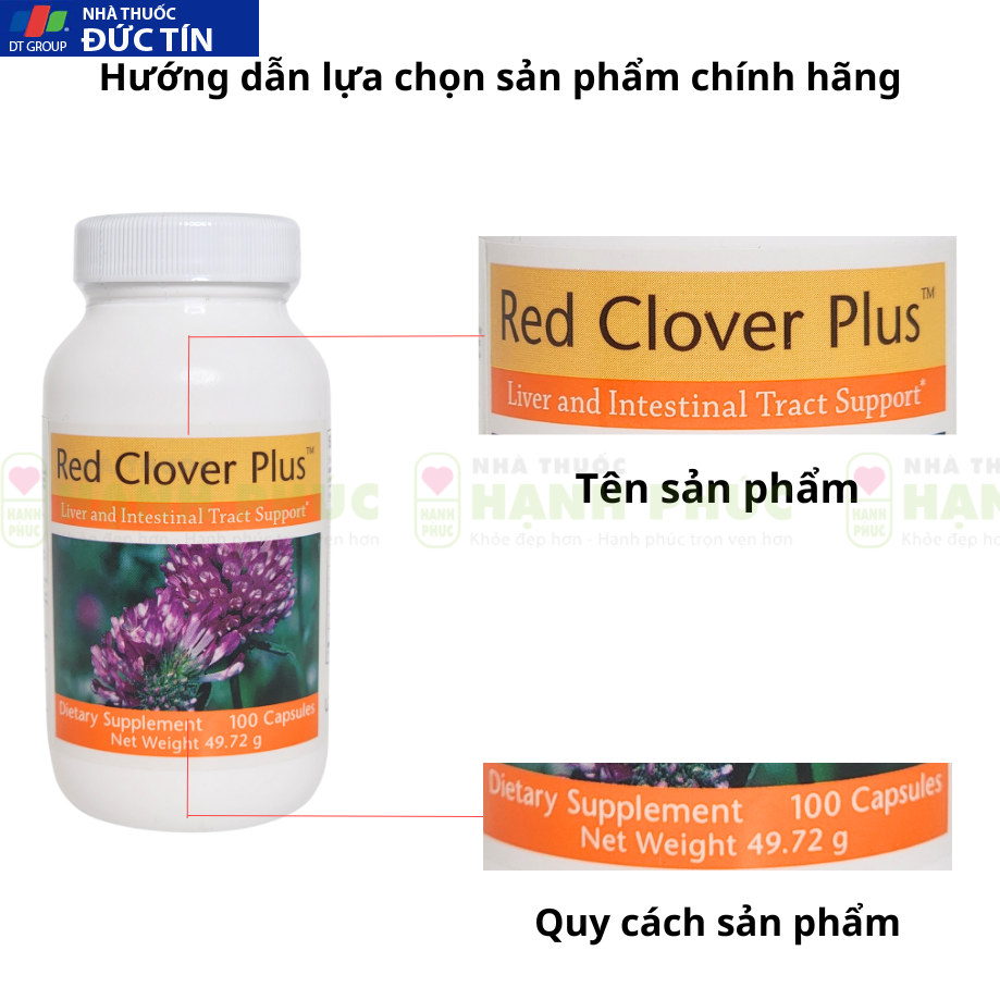 Red Clover Plus Unicity hỗ trợ tăng cường chức năng gan Lọ 100 viên 25 Phan biet Red Clover