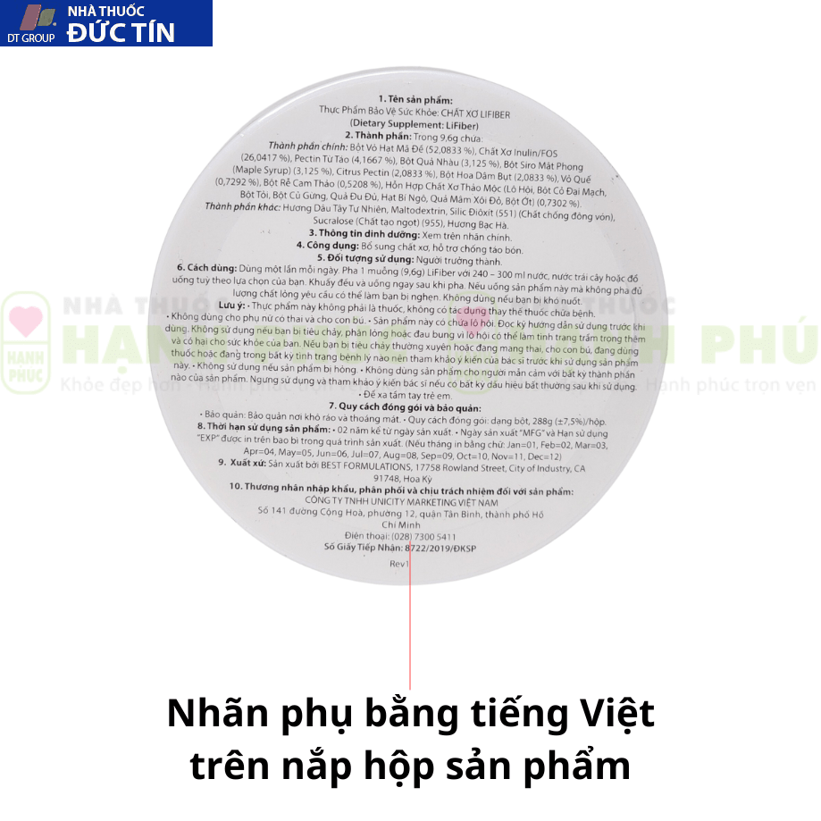 LiFiber Unicity bổ sung chất xơ tự nhiên giúp cải thiện sức khỏe đường tiêu hóa mẫu mới 21 Lifiber Unicity chinh hang mau moi 4