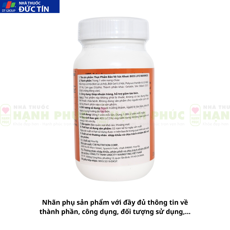 Bios Life Mannos Unicity Tăng Cường Hệ Miễn Dịch Lọ 60 Viên 12 Phan biet Mannos 3