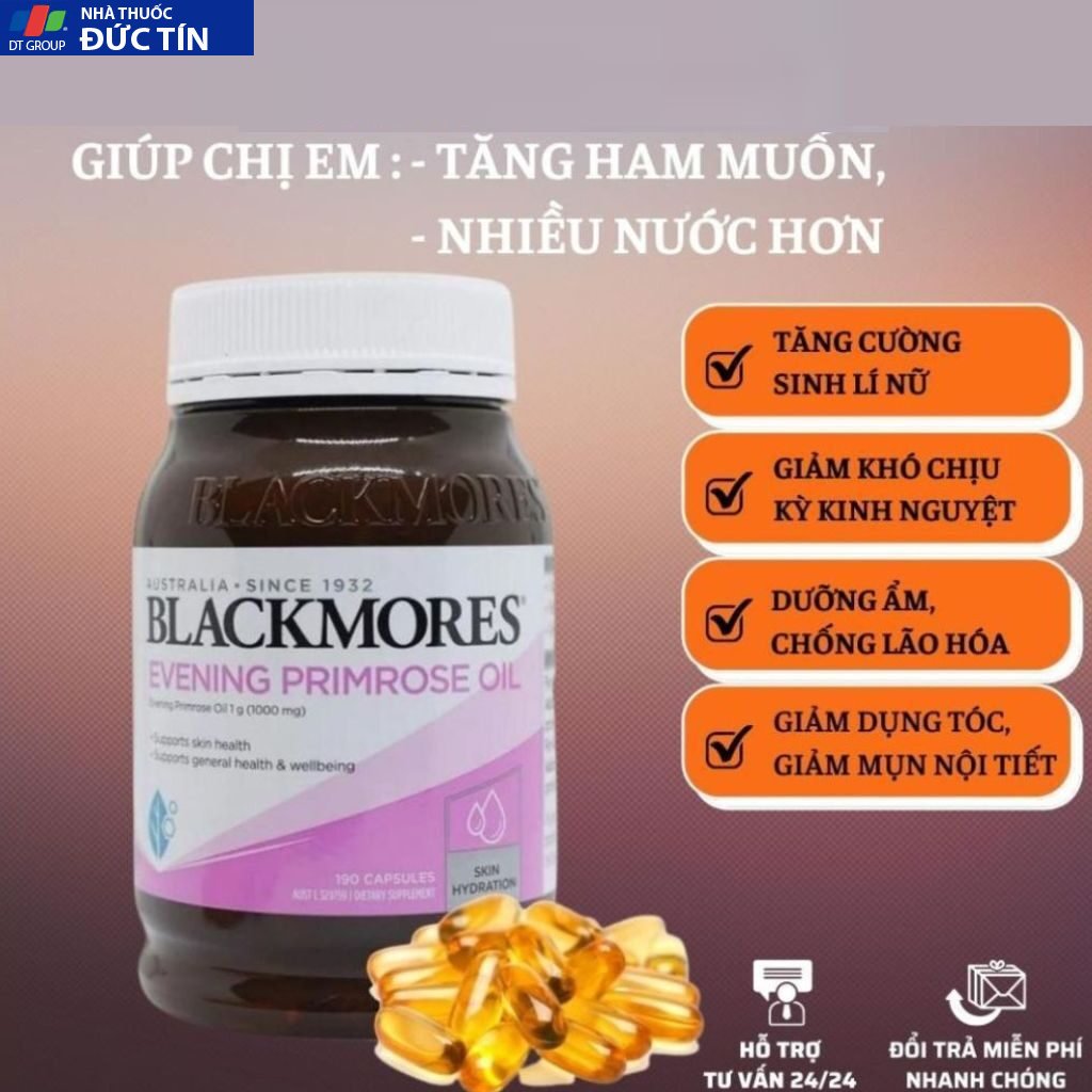 Tinh dầu hoa anh thảo Blackmore Evening Primrose Oil 1000 đẹp da, cân bằng nội tiết tố lọ 190v 22 hoa3