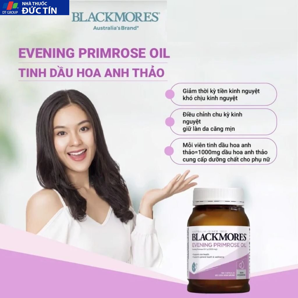 Tinh dầu hoa anh thảo Blackmore Evening Primrose Oil 1000 đẹp da, cân bằng nội tiết tố lọ 190v 21 hoa4