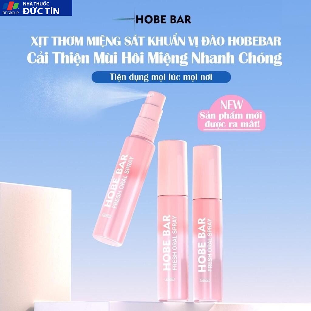 Xịt Thơm Miệng HOBEBAR Hương Đào Loại Bỏ Vi Khuẩn Gây Mùi Sạch Miệng Thơm Tức Thì Giữ Mùi Lâu Chai 20ml 23 hobe4