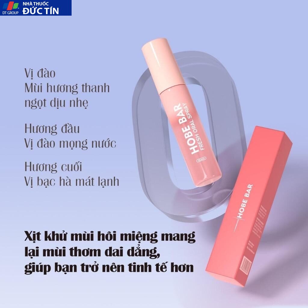 Xịt Thơm Miệng HOBEBAR Hương Đào Loại Bỏ Vi Khuẩn Gây Mùi Sạch Miệng Thơm Tức Thì Giữ Mùi Lâu Chai 20ml 22 hobe5