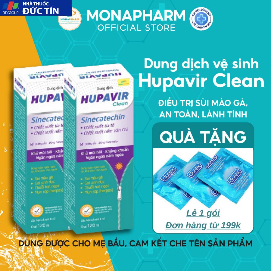Dung Dịch Vệ Sinh Nam Nữ Hupavir Sinecatechin Clean HPV Giảm Sùi Mào Gà, Ngừa Viêm Làm Sạch An Toàn Cho Mẹ Bầu 120ml 28 mona1 1