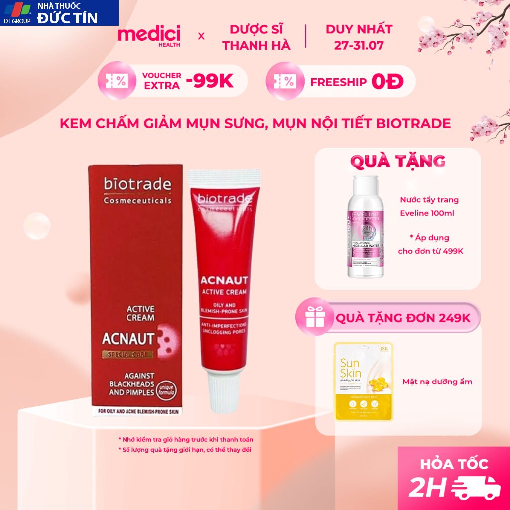 Kem Chấm Mụn giảm mụn bọc, mụn viêm, mụn nội tiết BIOTRADE ACNAUT ACTIVE CREAM/LOTION 20 mun1
