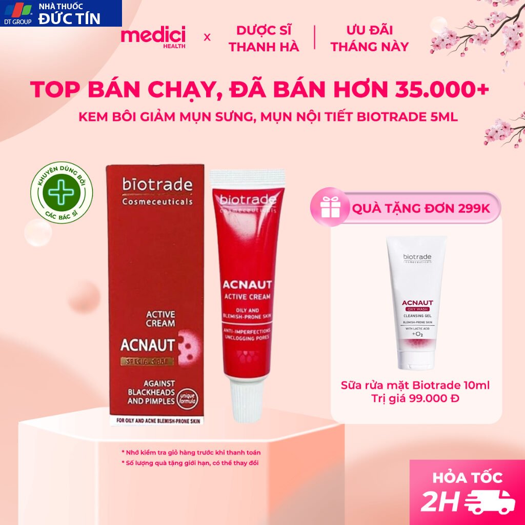 Kem Chấm Mụn giảm mụn bọc, mụn viêm, mụn nội tiết BIOTRADE ACNAUT ACTIVE CREAM/LOTION 18 mun2 1