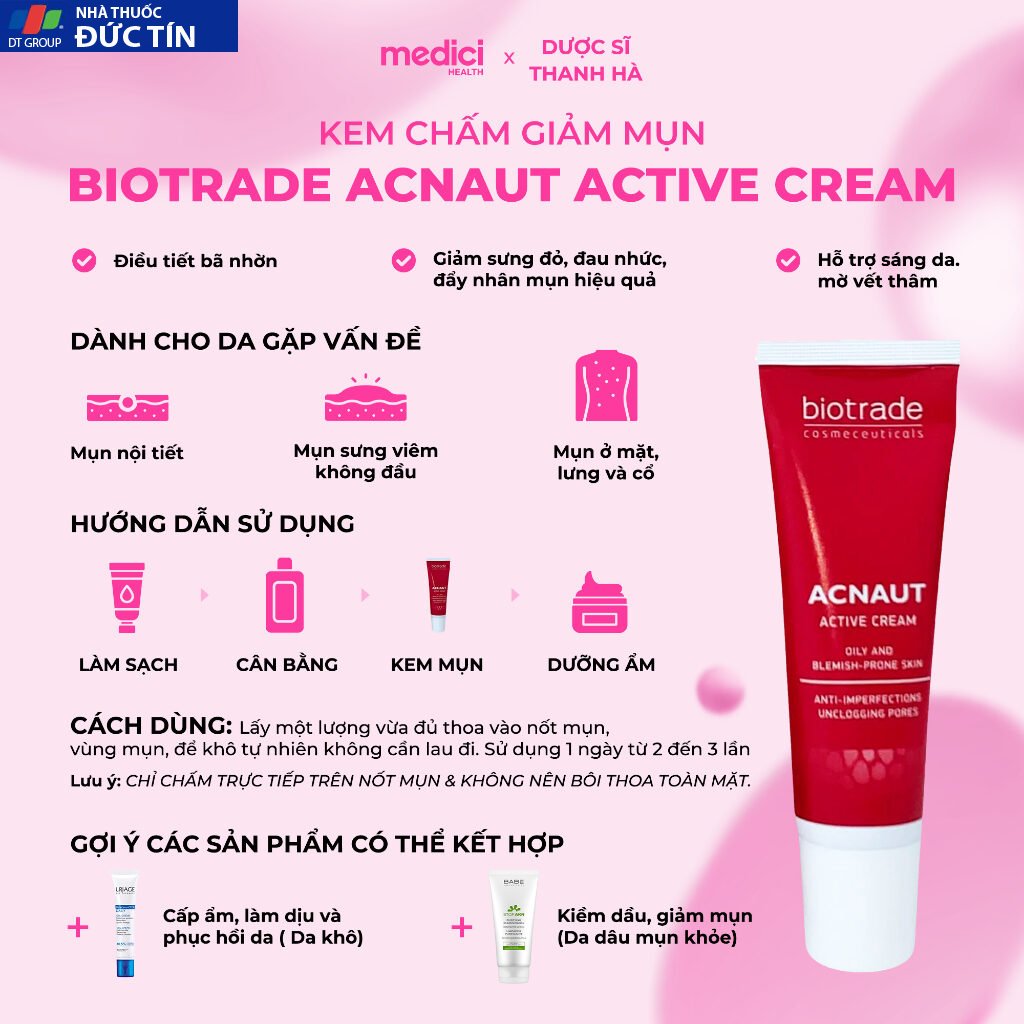 Kem Chấm Mụn giảm mụn bọc, mụn viêm, mụn nội tiết BIOTRADE ACNAUT ACTIVE CREAM/LOTION 17 mun3 1