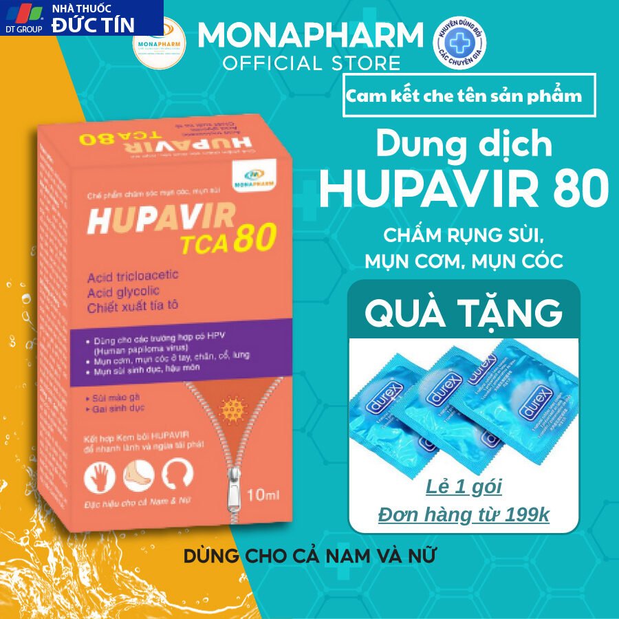 Dung Dịch Chấm Sùi Mào Gà HUPAVIR TCA 80 Hỗ Trợ Giảm Mụn Cơm, Mụn Cóc, Gai Sinh Dục, Hạt Ngọc Cho Nam Nữ- Lọ 10ml 29 sui1 3