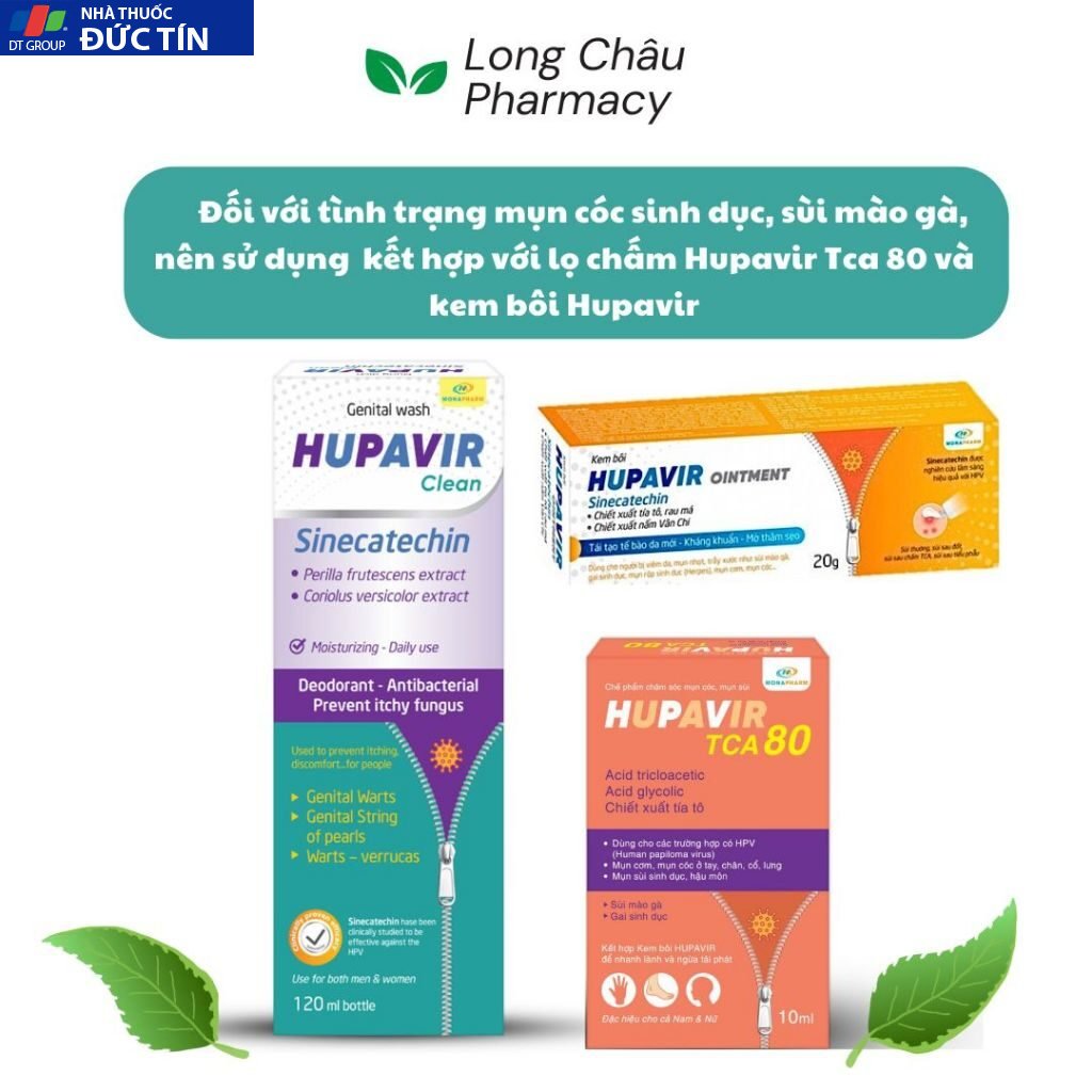 (Che Tên) Dung dịch vệ sinh Nam Nữ Hupavir Clean HPV Giảm Sùi Mào Gà, hạt ngọc, mụn rộp, Herpes 16 sui4 1