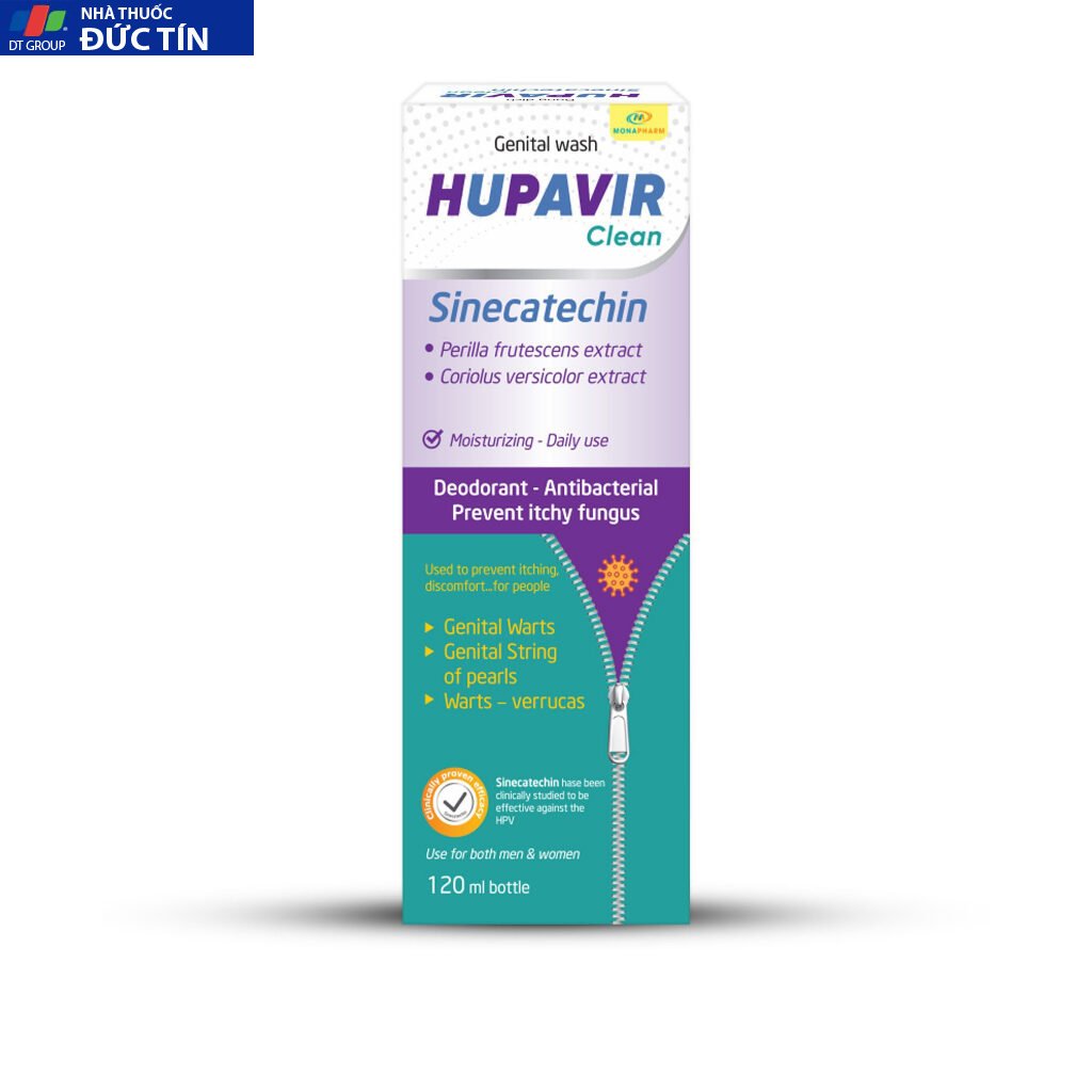 (Che Tên) Dung dịch vệ sinh Nam Nữ Hupavir Clean HPV Giảm Sùi Mào Gà, hạt ngọc, mụn rộp, Herpes 14 sui6 1
