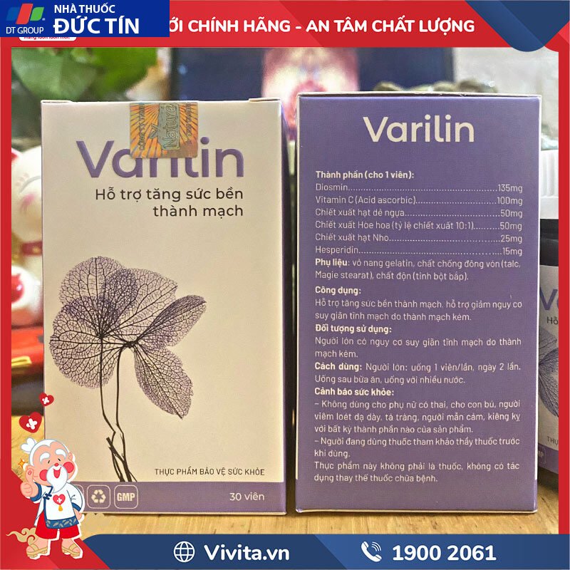 Varilin đối với bệnh suy giãn tĩnh mạch giúp phục hồi chức năng của tĩnh mạch và mạch máu 30V 33 thanh phan varilin