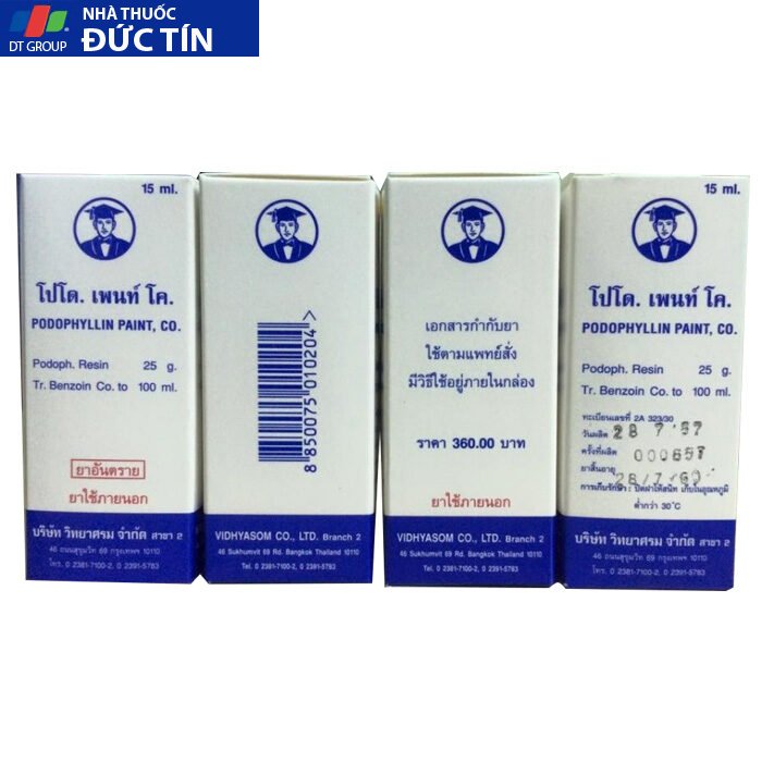 Podophylllin đánh bay sùi mào gà mụn cơm mụn cóc Thái Lan chính hãng ( che tên sp) 46 thuoc tri sui mao ga podophyllin 25 thai lan 15ml anh 001 1